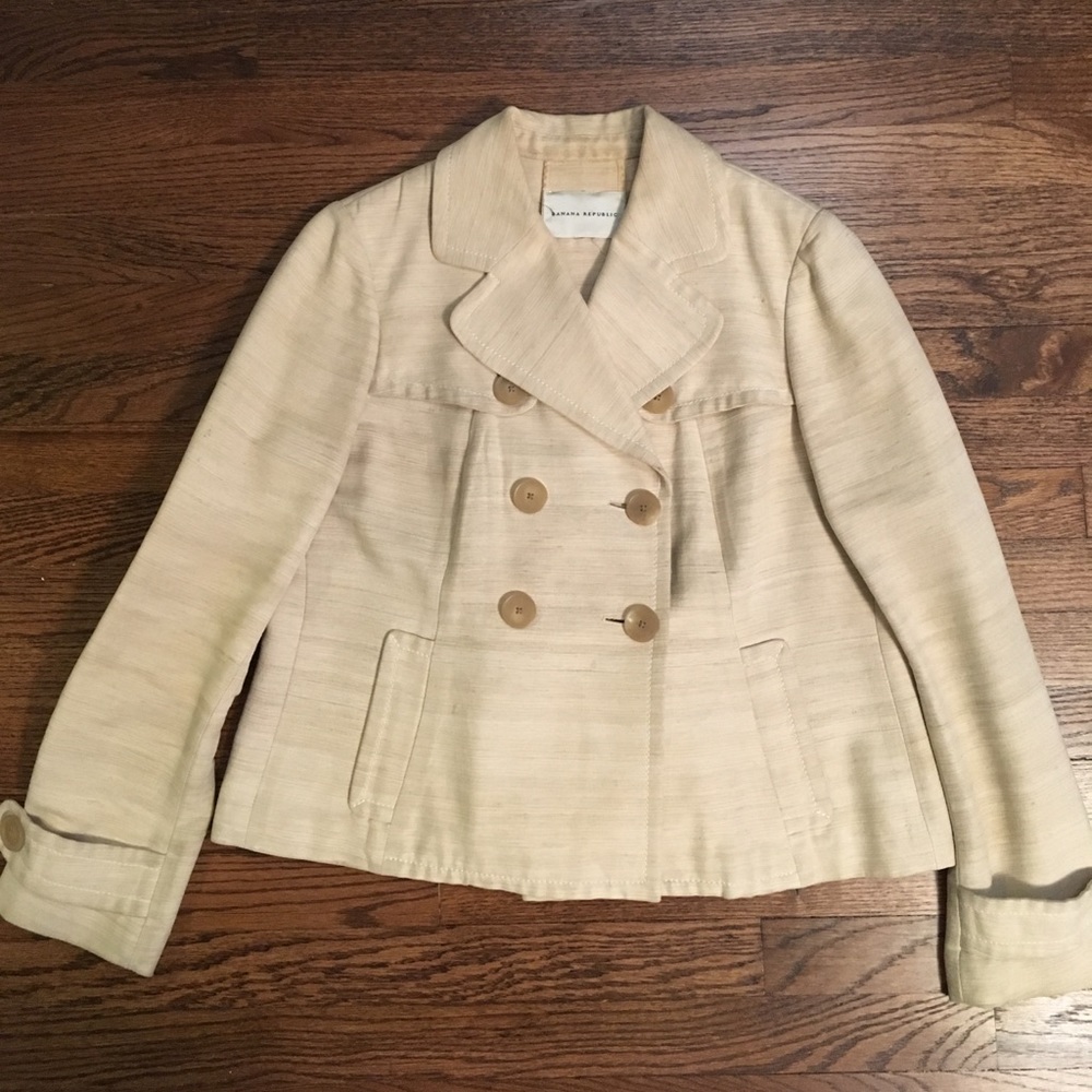 Banana republic silk and cotton creme blazer